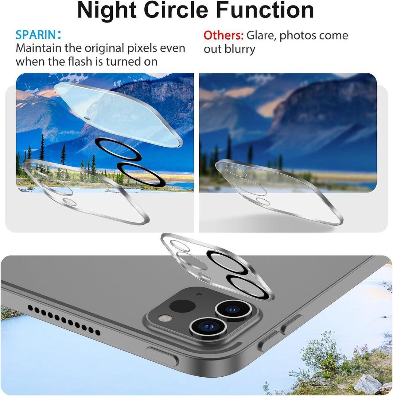 Alt view image 4 of 7 - 2+2 Pack Screen Protector for iPad Pro 12.9 (2022/2021/2020) + Camera Lens Protector Tempered Glass for iPad Pro 12.9 inch 6th/5th/4th Generation Support  Pencil & Case Friendly