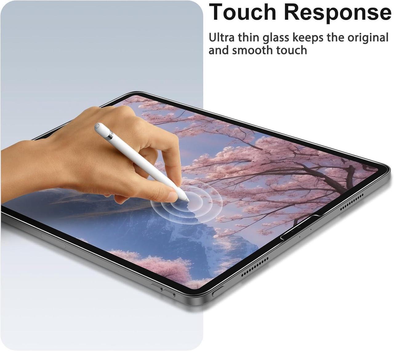 Alt view image 6 of 7 - 2+2 Pack Screen Protector for iPad Pro 12.9 (2022/2021/2020) + Camera Lens Protector Tempered Glass for iPad Pro 12.9 inch 6th/5th/4th Generation Support  Pencil & Case Friendly