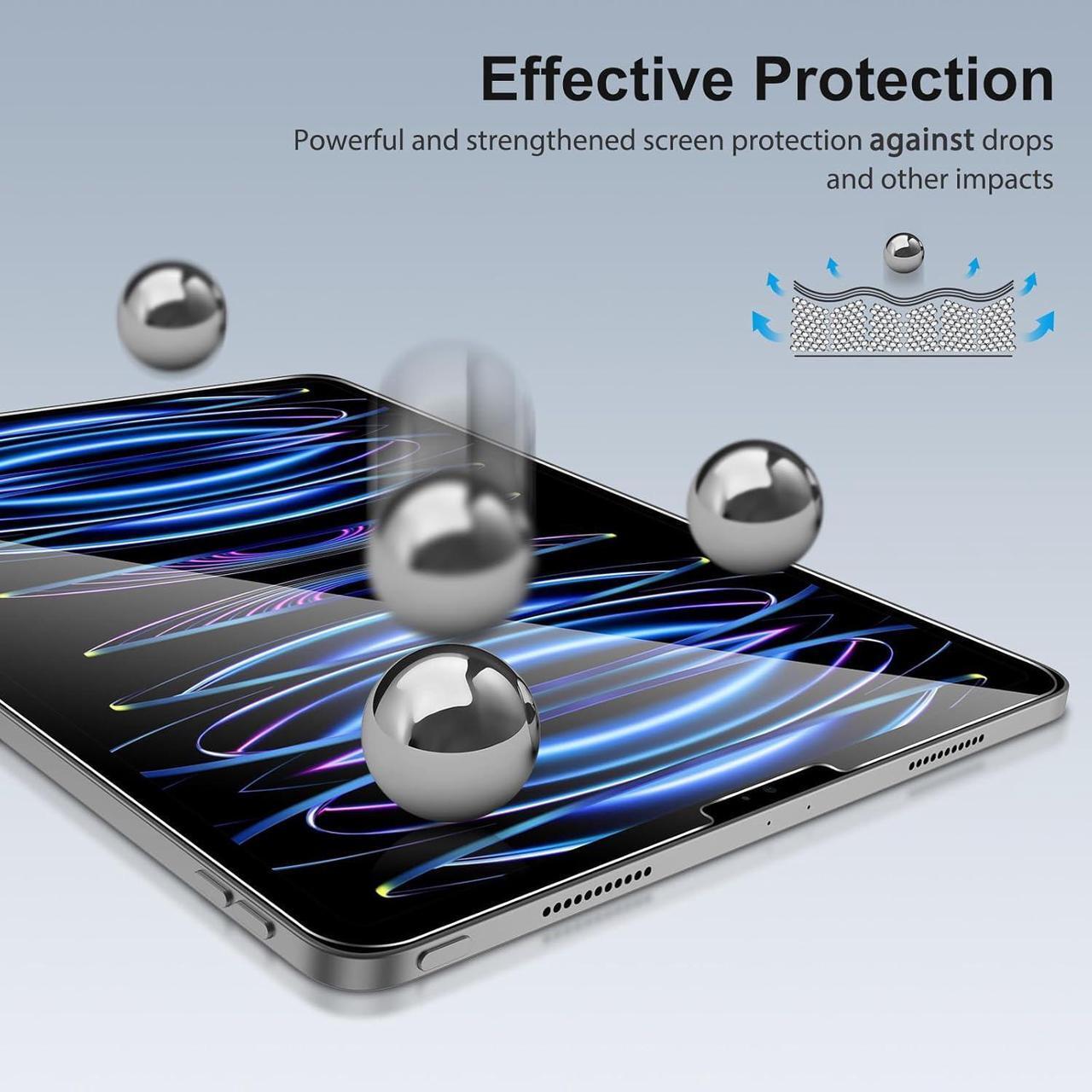 Alt view image 5 of 7 - 2+2 Pack Screen Protector for iPad Pro 12.9 (2022/2021/2020) + Camera Lens Protector Tempered Glass for iPad Pro 12.9 inch 6th/5th/4th Generation Support  Pencil & Case Friendly