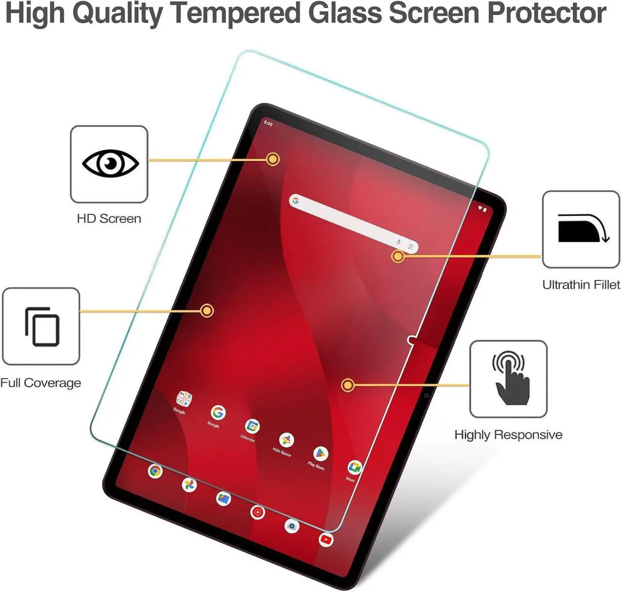 Alt view image 3 of 6 - 2 Pack Screen Protector for onn. 12.1 Tablet Pro 2024 Tempered Glass Film Guard for onn. 12.1 Tablet Pro 2024 Model