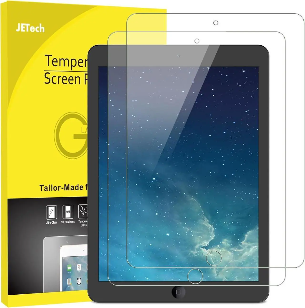 Main image of Screen Protector for iPad (9.7-Inch 2018/2017 Model 6th/5th Generation) iPad Air 1 iPad Air 2 iPad Pro 9.7-Inch Tempered Glass Film 2-Pack