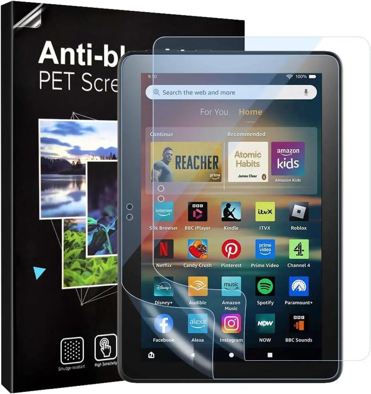 Main image of [2 Pack Anti Blue Light Screen Protector Compatible with Fire HD 8 & 8 Plus 12th/10th Generation (8 Inch - 2024/2022/2020 Released) Anti-Scratch Slim Film Fit Kindle HD 8 & 8 Plus
