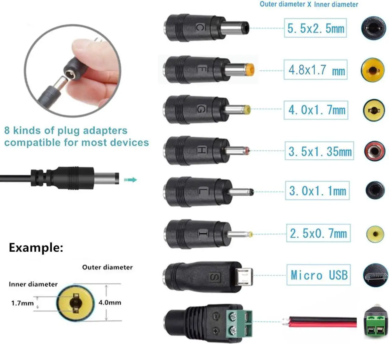 Alt view image 2 of 7 - Universal AC Adapter 12V 2A Power Supply Charger 24W AC110V to DC12V 2000mA 1500mA 1000mA 500mA Power Driver 8 DC Plug Tips 12 Volt Converter Inverter Transformer ac dc Adapter(DC12V~2A)