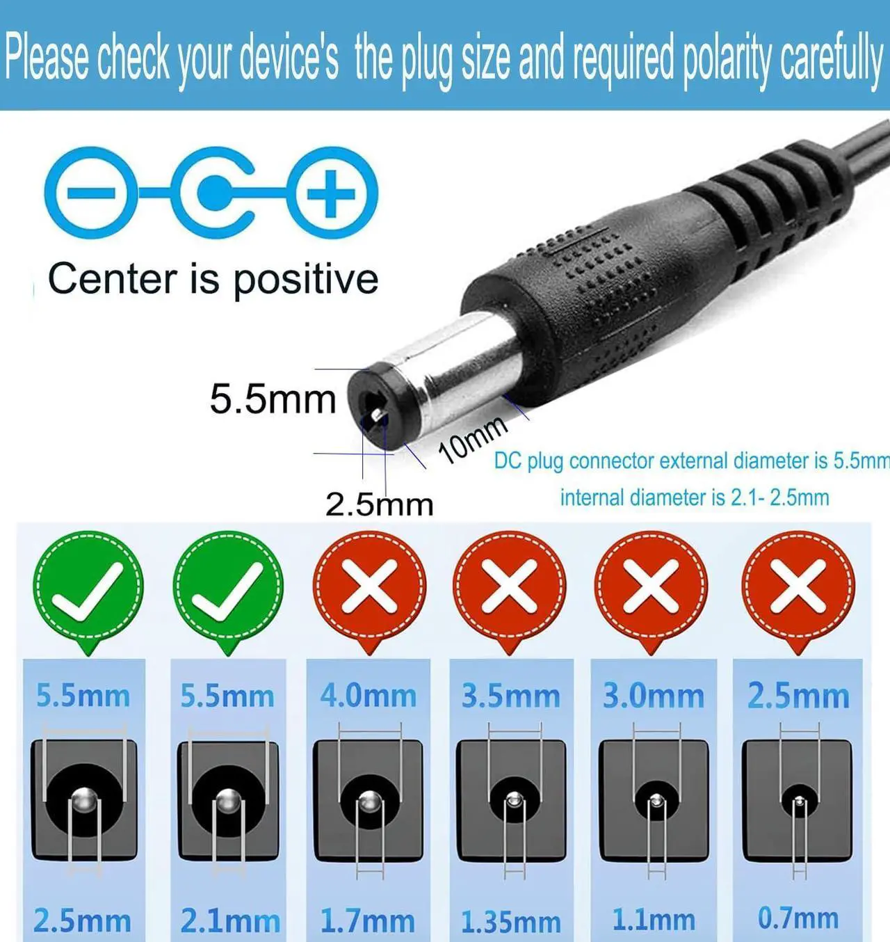 Alt view image 3 of 7 - 24V 1A AC Adapter Power Supply 100-240V AC to DC 24Volts 1A 24W Converter Transformer Switching Power Supply with 5.5mmx2.5mm Plug for LED Strip Light CCTV Camera DC Pump Black