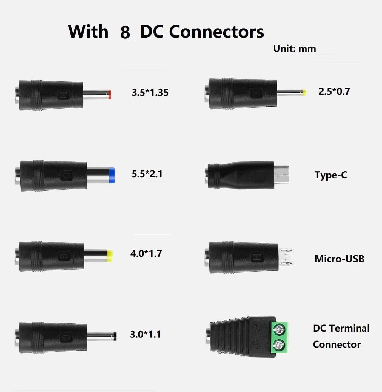 Alt view image 3 of 6 - 5V DC Power Supply 1A Universal AC Adapter 100-240 50/60Hz Adapter to 5 Volts 1Amp Transformer DC 5V Power Cord 5.5mm x 2.5mm Plug & 8 Tips