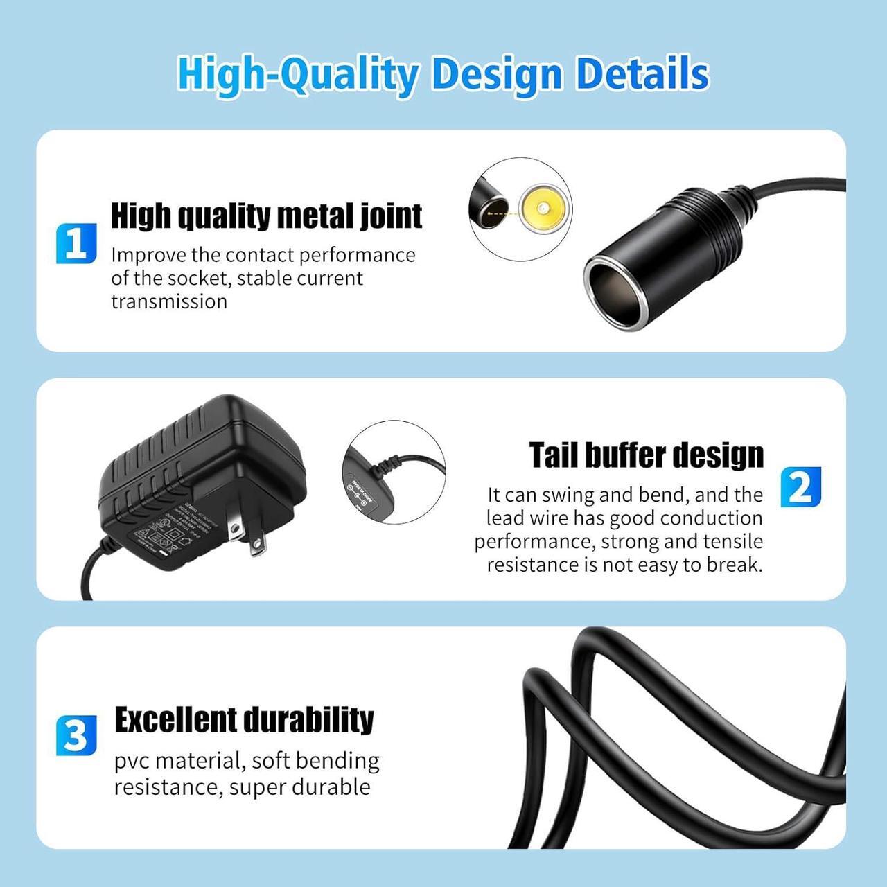 Alt view image 4 of 7 - AC to DC Converter 2A 24W Car Cigarette Lighter Adapter - AC/DC 110v-240v to 12v Power Adapter for Vehicles Compatible with Car MP3 Players humidifiers Car Bluetooth Car Purifier and More