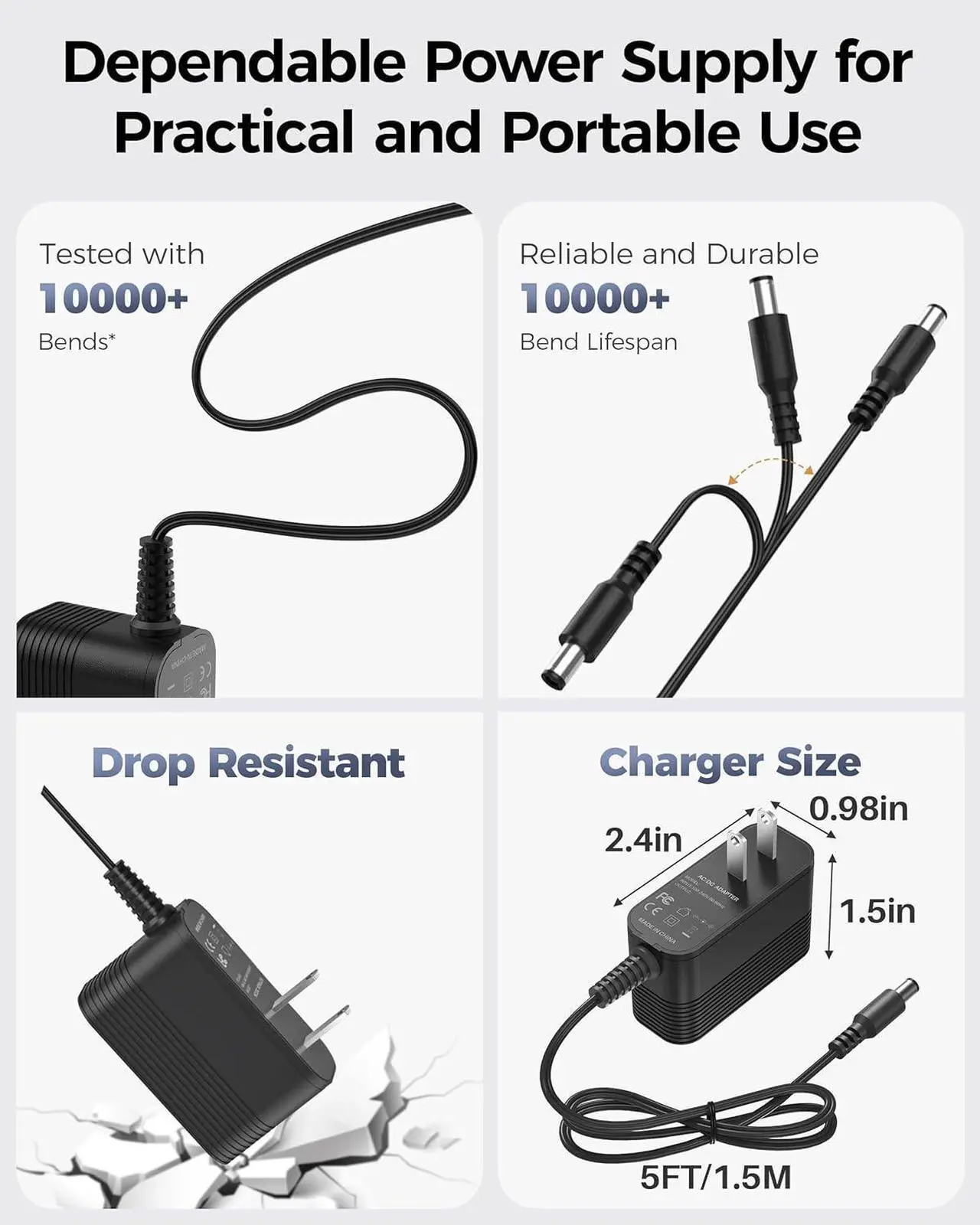 Alt view image 4 of 7 - 12V Power Supply AC Adapter 12 Volt Charger Universal Power Adapter for DC in 12V Power Cord with 10 Interchangeable Jacks for 1000mA 900mA 800mA 700mA 600mA 500mA 400mA 300mA 200mA 100mA Electronic