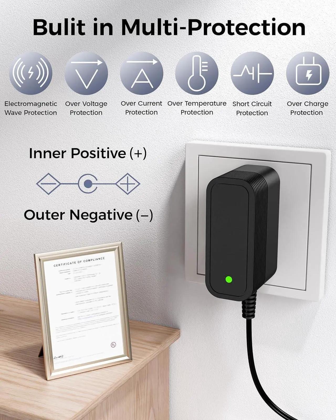 Alt view image 6 of 7 - 12V Power Supply AC Adapter 12 Volt Charger Universal Power Adapter for DC in 12V Power Cord with 10 Interchangeable Jacks for 1000mA 900mA 800mA 700mA 600mA 500mA 400mA 300mA 200mA 100mA Electronic