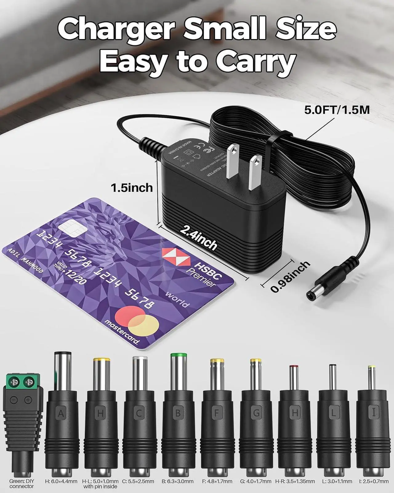 Alt view image 7 of 7 - 12V Power Supply AC Adapter 12 Volt Charger Universal Power Adapter for DC in 12V Power Cord with 10 Interchangeable Jacks for 1000mA 900mA 800mA 700mA 600mA 500mA 400mA 300mA 200mA 100mA Electronic