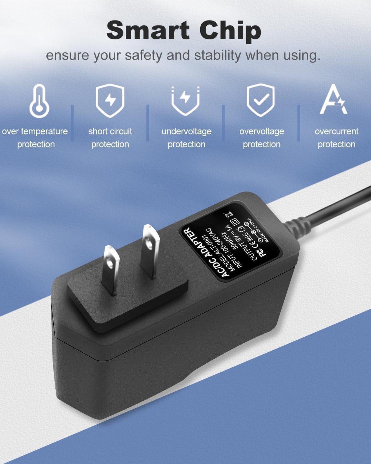 Alt view image 6 of 6 - 9V 1A AC DC Converter Power Supply Cord Adapter 100-240V 50-60Hz Wall Plug to DC 9 Volt 1 Amp Power Adapter Transformer 5.5 x 2.1mm Reverse Polarity Converter Cable & 10 Tips