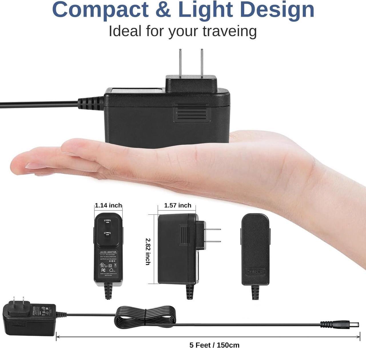 Alt view image 5 of 7 - 12V 2A Power Supply Adapter UL-Listed 120V AC to 12V DC Adapter Transformer 12 Volt 2 Amp 24W Wall Charger for LED Strip Lights Security Camera 5.5x2.1mm US Plug (5 Pack)