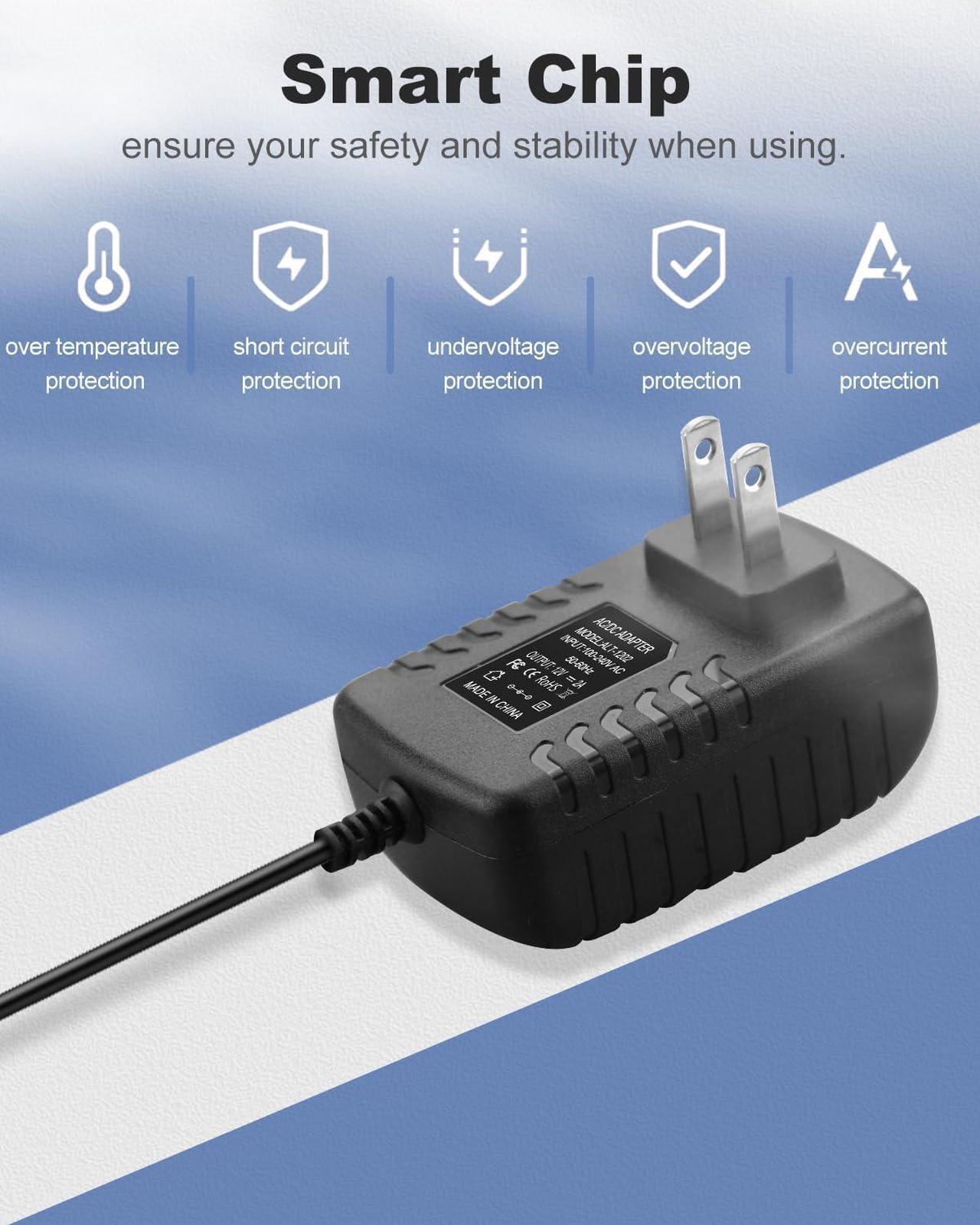 Alt view image 4 of 5 - 12 Volt 2 Amp DC Power Supply 24W 12Volt 2Amp AC Adapter 100-240V 50-60Hz AC to DC 12V 2A Power Supply Adapter Cord with 5.5mm x 2.5mm Barrel Plug & 10 Sizes of Tips
