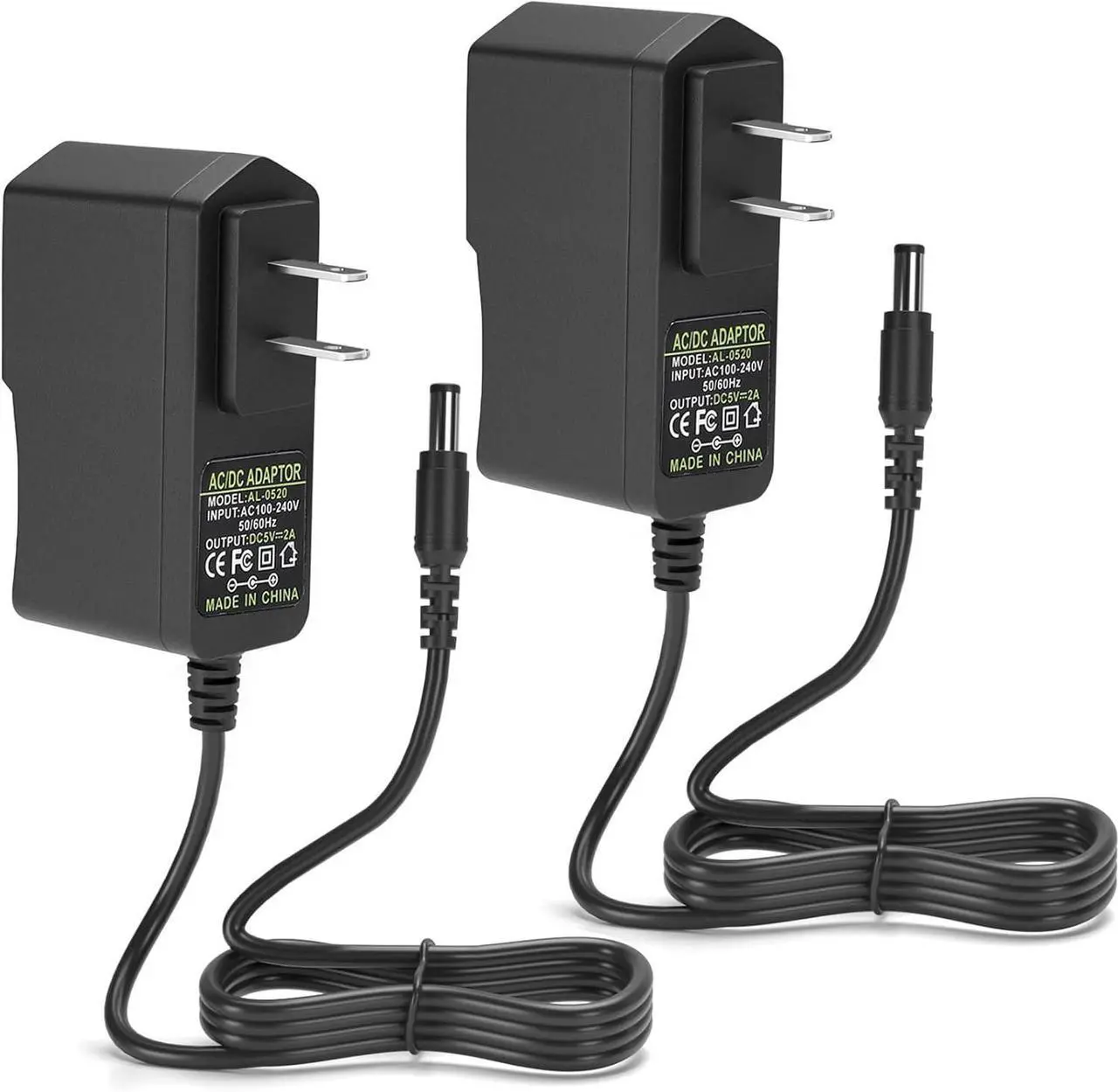 Main image of 2PCS DC 5V 2A 10W Power Adapter AC 100-240V to DC 5V 2A AC Wall Power Adapte 5.5 x 2.5mm DC Jack Also Compatible with 5.5x2.1mm Socket Power Supply Wall Charger for CCTV Cameras & LED Lights