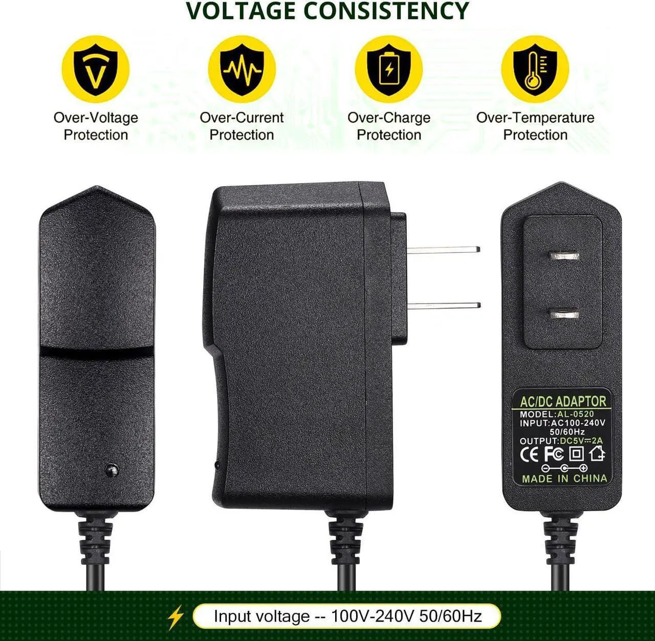 Alt view image 2 of 7 - 2PCS DC 5V 2A 10W Power Adapter AC 100-240V to DC 5V 2A AC Wall Power Adapte 5.5 x 2.5mm DC Jack Also Compatible with 5.5x2.1mm Socket Power Supply Wall Charger for CCTV Cameras & LED Lights