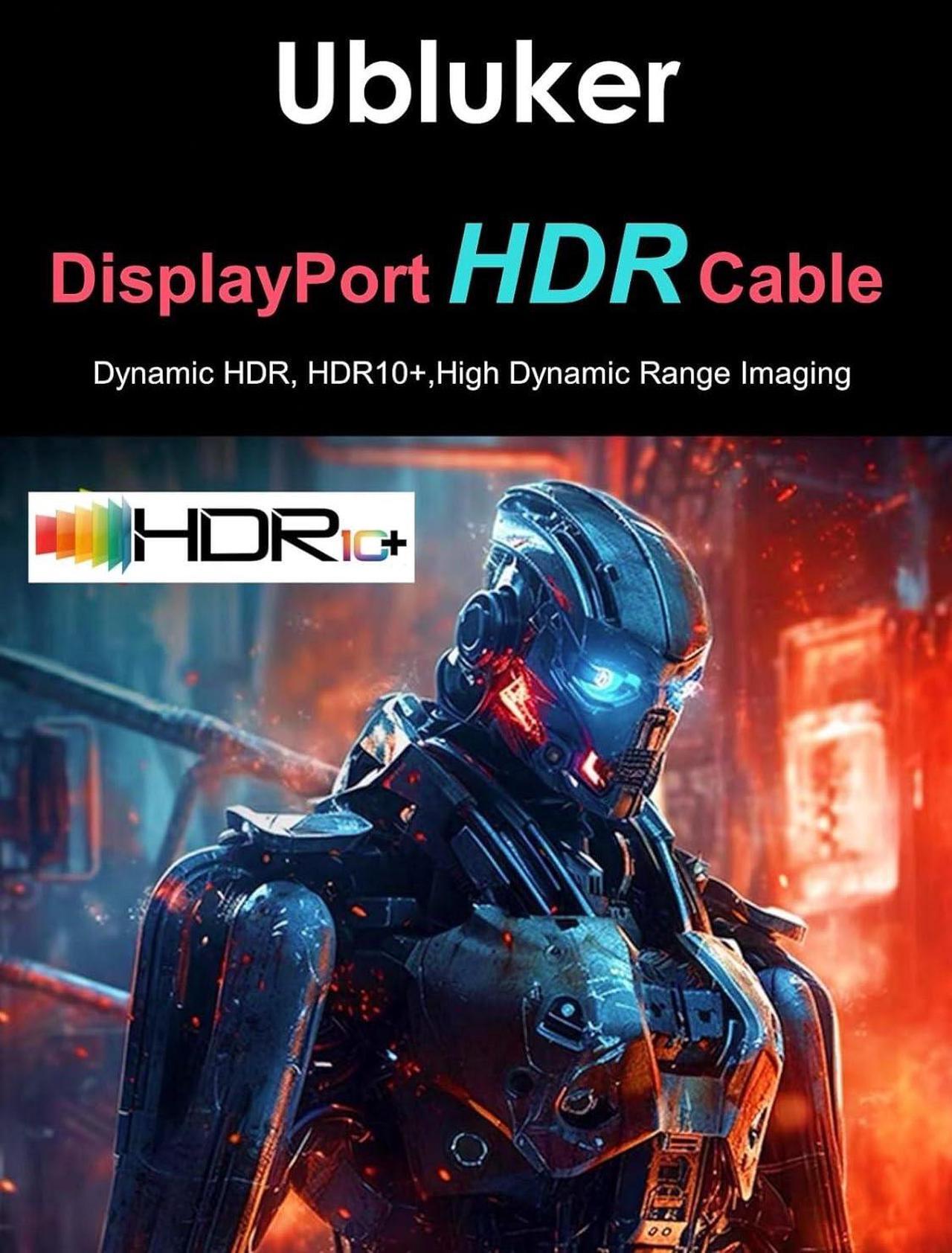 Alt view image 6 of 7 - 10K 8K 4K DisplayPort Cable 40Gbps 6.6 FT  Certified DP to DP Cable v1.4 v1.2 Nylon Braided UHBR HDCP DSC1.2 10K 8K60Hz 4K 165Hz 144Hz 2K 240Hz FreeSync G-Sync Monitor PC Projector