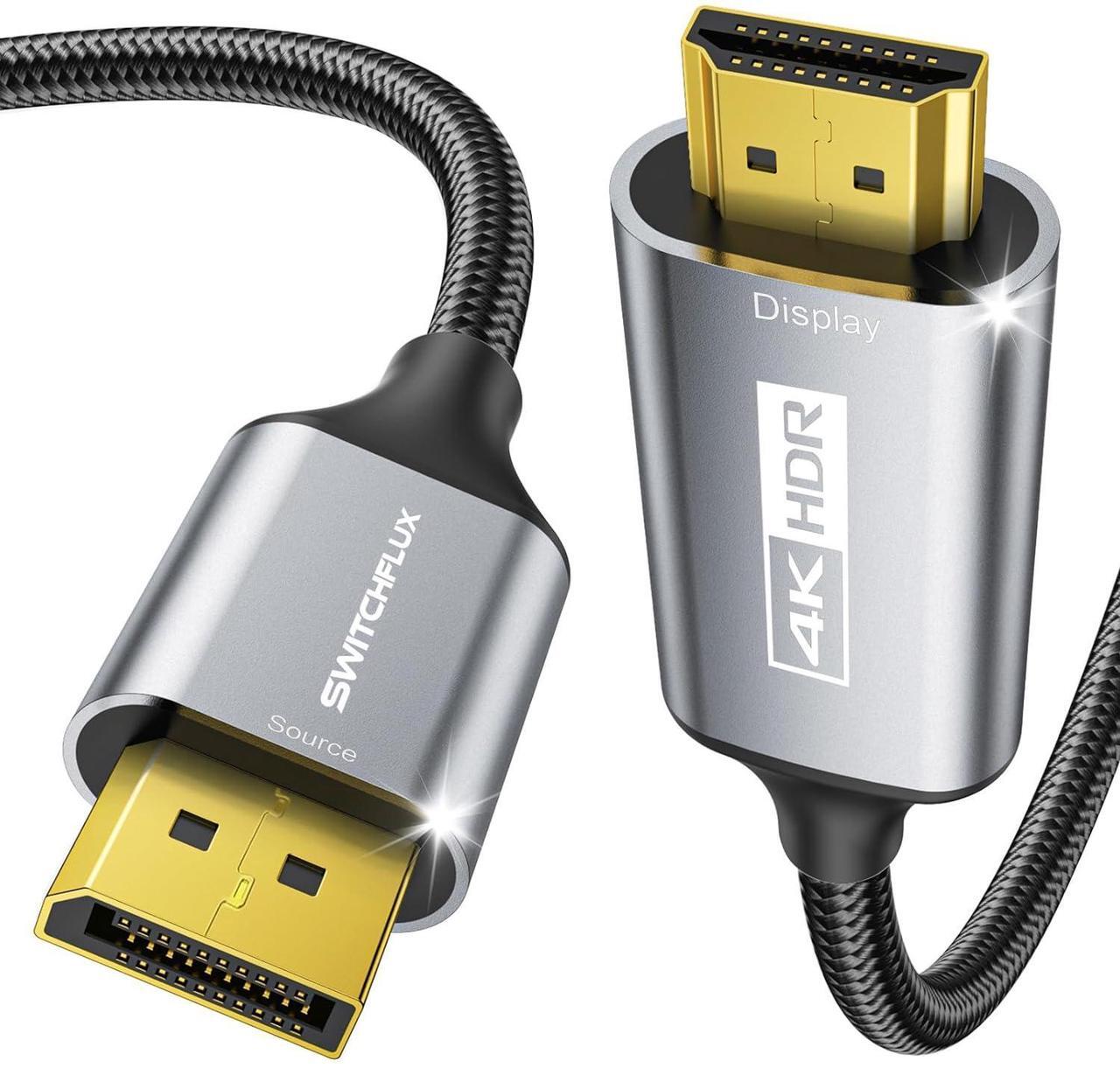Main image of Active DisplayPort to HDMI Cable 6Ft (4K@60Hz 1440P/2K@120Hz) Uni-Directional Display Port 1.2 to HDMI 2.0 Braided Cord DP to HDMI Compatible with AMD NVIDIA Desktops and Gaming Monitors