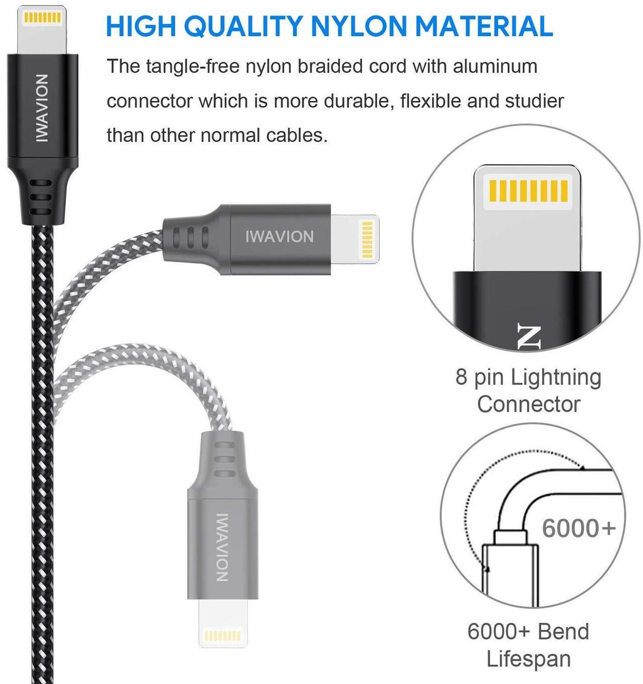 Alt view image 3 of 7 - iPhone Charger Cable 4pack 3ft/1m Lightning Cable Nylon Braided MFi Certified iPhone Cable USB Sync Cord Fast iPhone Charging Cable for iPhone Xs Max X XR 8 7 6s 6 iPad Mini/Air iPod