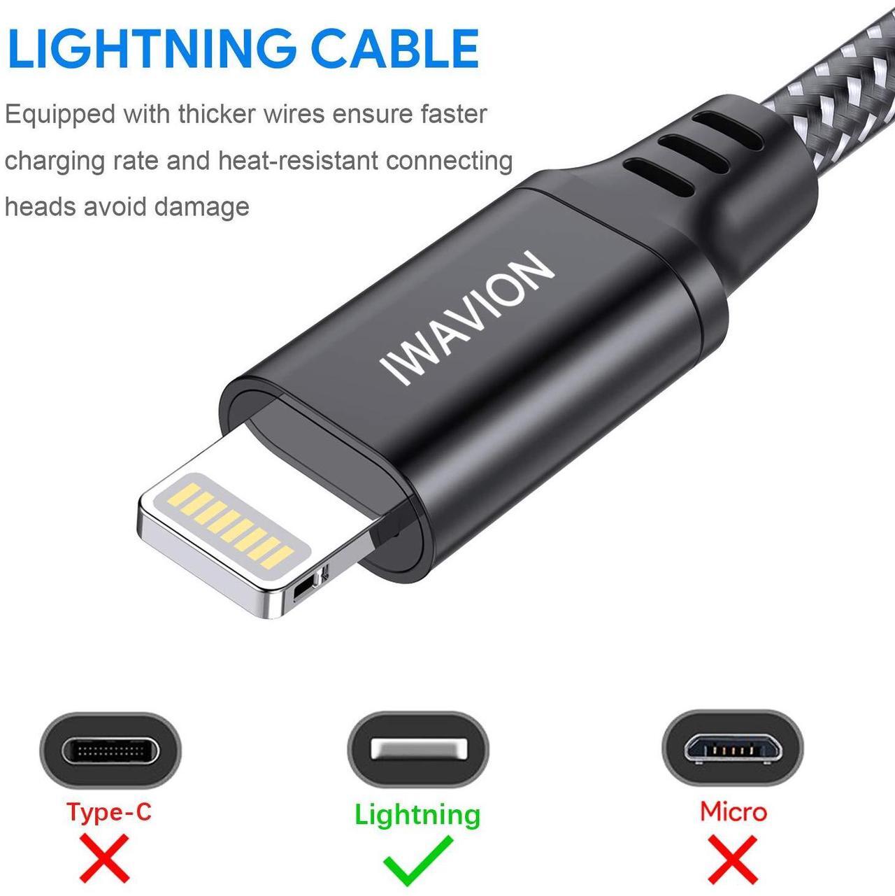 Alt view image 2 of 7 - iPhone Charger Cable 4pack 3ft/1m Lightning Cable Nylon Braided MFi Certified iPhone Cable USB Sync Cord Fast iPhone Charging Cable for iPhone Xs Max X XR 8 7 6s 6 iPad Mini/Air iPod