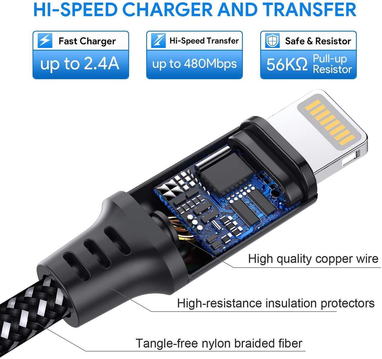 Alt view image 5 of 7 - iPhone Charger Cable 4pack 3ft/1m Lightning Cable Nylon Braided MFi Certified iPhone Cable USB Sync Cord Fast iPhone Charging Cable for iPhone Xs Max X XR 8 7 6s 6 iPad Mini/Air iPod