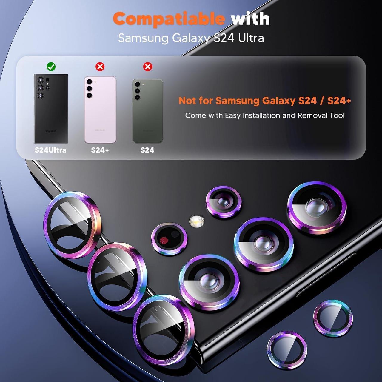 Alt view image 2 of 6 - for  Galaxy S24 Ultra Camera Lens Protector Case-Friendly Ultra-HD 9H Tempered Glass Screen Protector Anti-Scratch Space Titanium Military-Grade Drop Protection Coroful