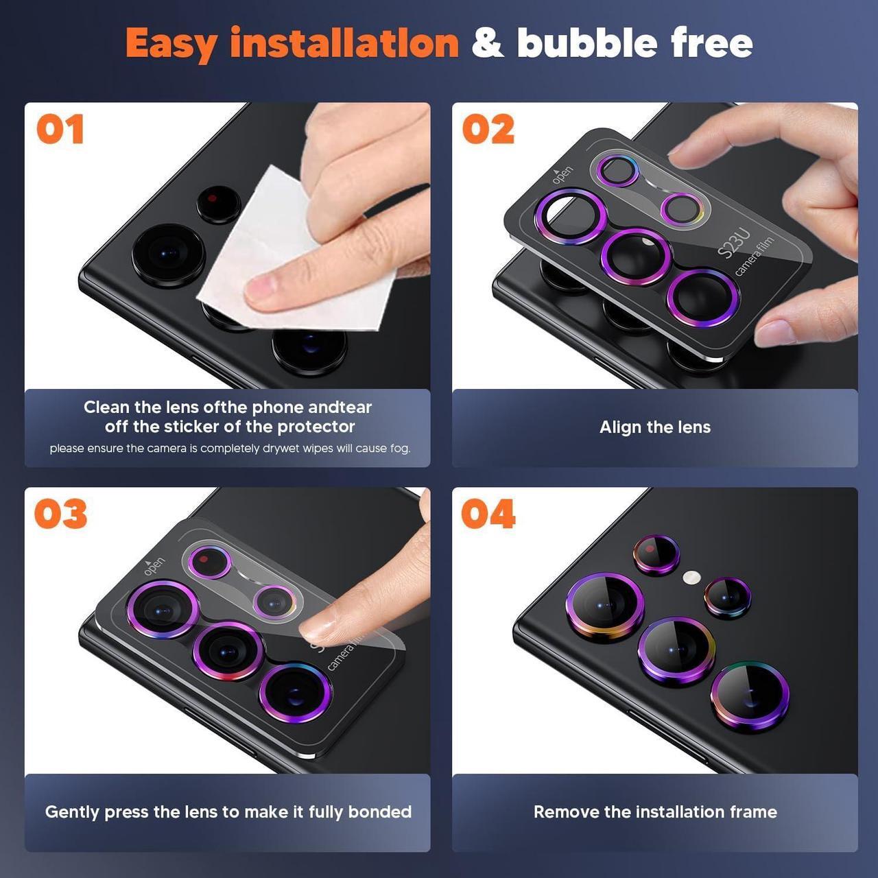 Alt view image 6 of 6 - for  Galaxy S24 Ultra Camera Lens Protector Case-Friendly Ultra-HD 9H Tempered Glass Screen Protector Anti-Scratch Space Titanium Military-Grade Drop Protection Coroful