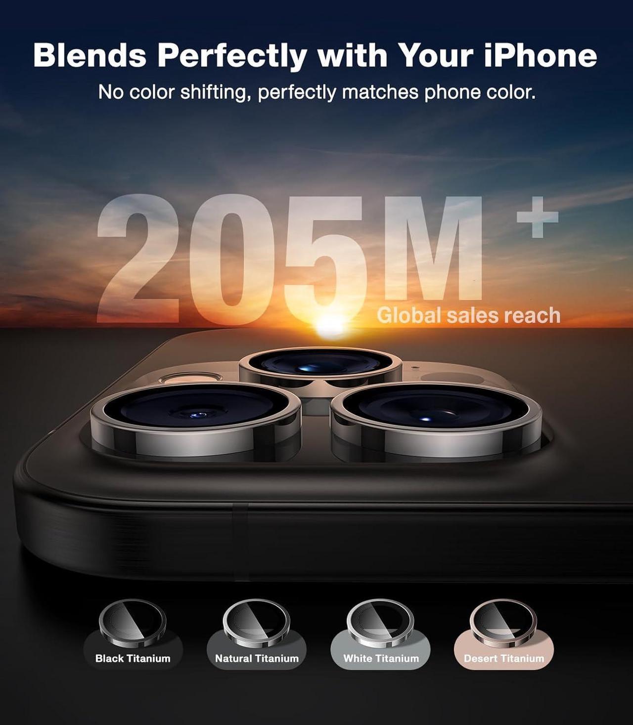 Alt view image 4 of 6 - 3-Year Ultimate Durability 9H+ glass for iPhone 16 Pro Max/16 Pro Camera Lens Protector [1:1 Invisible Fit & Ultra Clarity] Camera Protector 16 Pro Max/16 Pro Tempered Glass Black Titanium