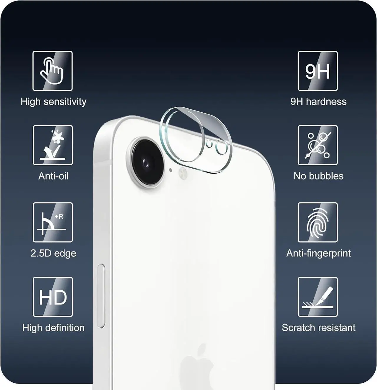 Alt view image 3 of 6 - 4-Pack Camera Lens Protector for iPhone 16e 9H Tempered Glass Camera Cover Screen Protector Accessories HD Clarity Anti-scratch Bubble Free Case Friendly Shockproof Full Protective