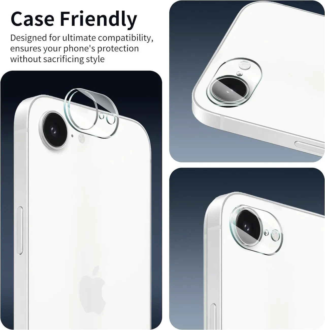 Alt view image 5 of 6 - 4-Pack Camera Lens Protector for iPhone 16e 9H Tempered Glass Camera Cover Screen Protector Accessories HD Clarity Anti-scratch Bubble Free Case Friendly Shockproof Full Protective