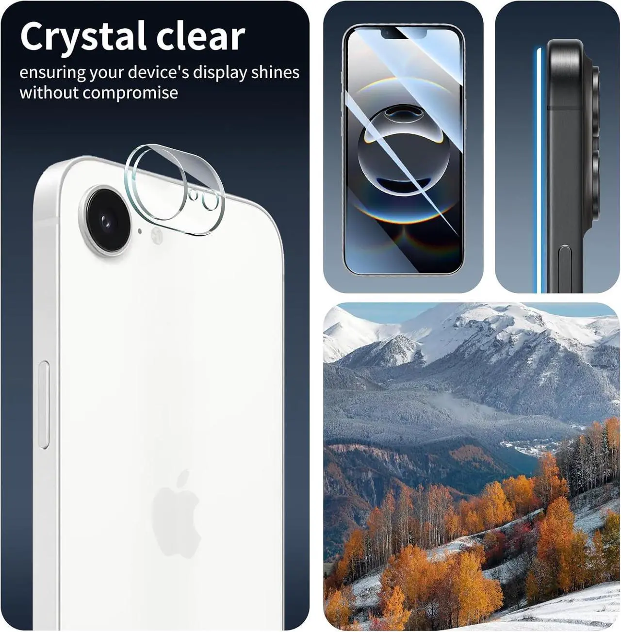 Alt view image 6 of 6 - 4-Pack Camera Lens Protector for iPhone 16e 9H Tempered Glass Camera Cover Screen Protector Accessories HD Clarity Anti-scratch Bubble Free Case Friendly Shockproof Full Protective
