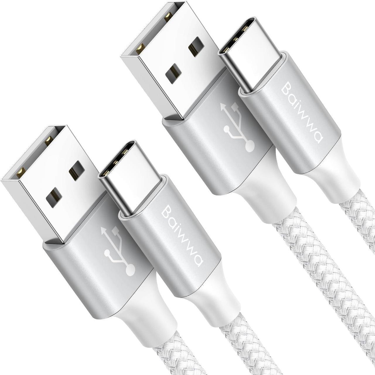 Main image of 2Pack 3FT USB A to USB C Cable for iPhone 16 16E 15 Type C Charger Cord Braided Fast Charging for iPhone 16 15 Pro Max/Pro/Plus iPad 10th/ 11 Gen iPad Pro 12.9 iPad Air 5th/ 4th White
