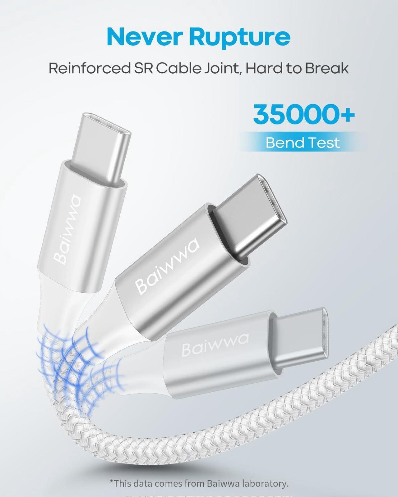 Alt view image 5 of 7 - 2Pack 3FT USB A to USB C Cable for iPhone 16 16E 15 Type C Charger Cord Braided Fast Charging for iPhone 16 15 Pro Max/Pro/Plus iPad 10th/ 11 Gen iPad Pro 12.9 iPad Air 5th/ 4th White