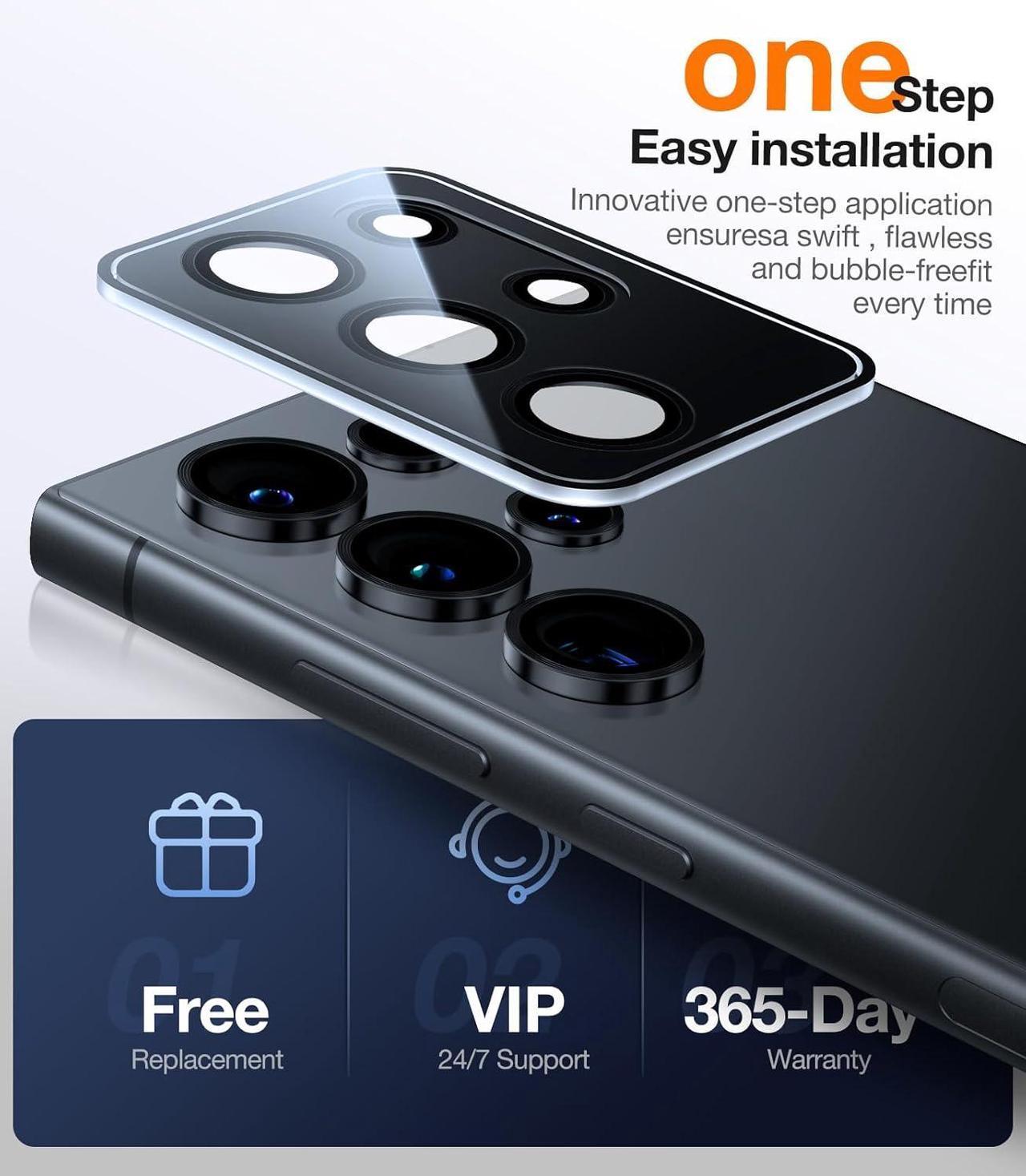 Alt view image 6 of 7 - Unbreak Top 9H+ Glass for  Galaxy S25 Ultra Camera Lens Protector (Military Grade Shatterproof & Longest Durable)  S25 Ultra Camera Lens Protector Titanium Black