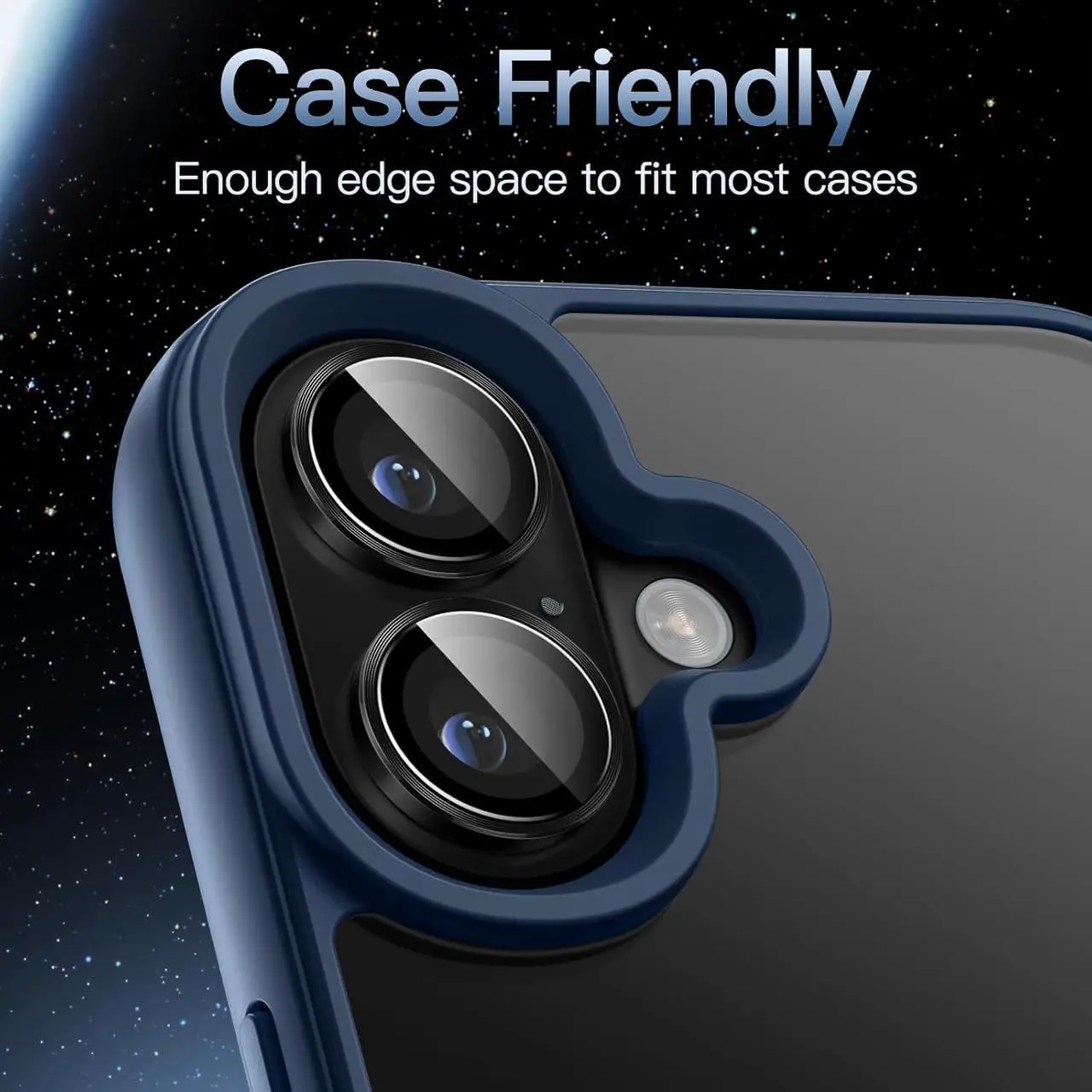 Alt view image 7 of 7 - Camera Lens Protector for iPhone 16 6.1-Inch and iPhone 16 Plus 6.7-Inch 9H Tempered Glass Metal Individual Ring Cover HD Clear 1 Set (Black)