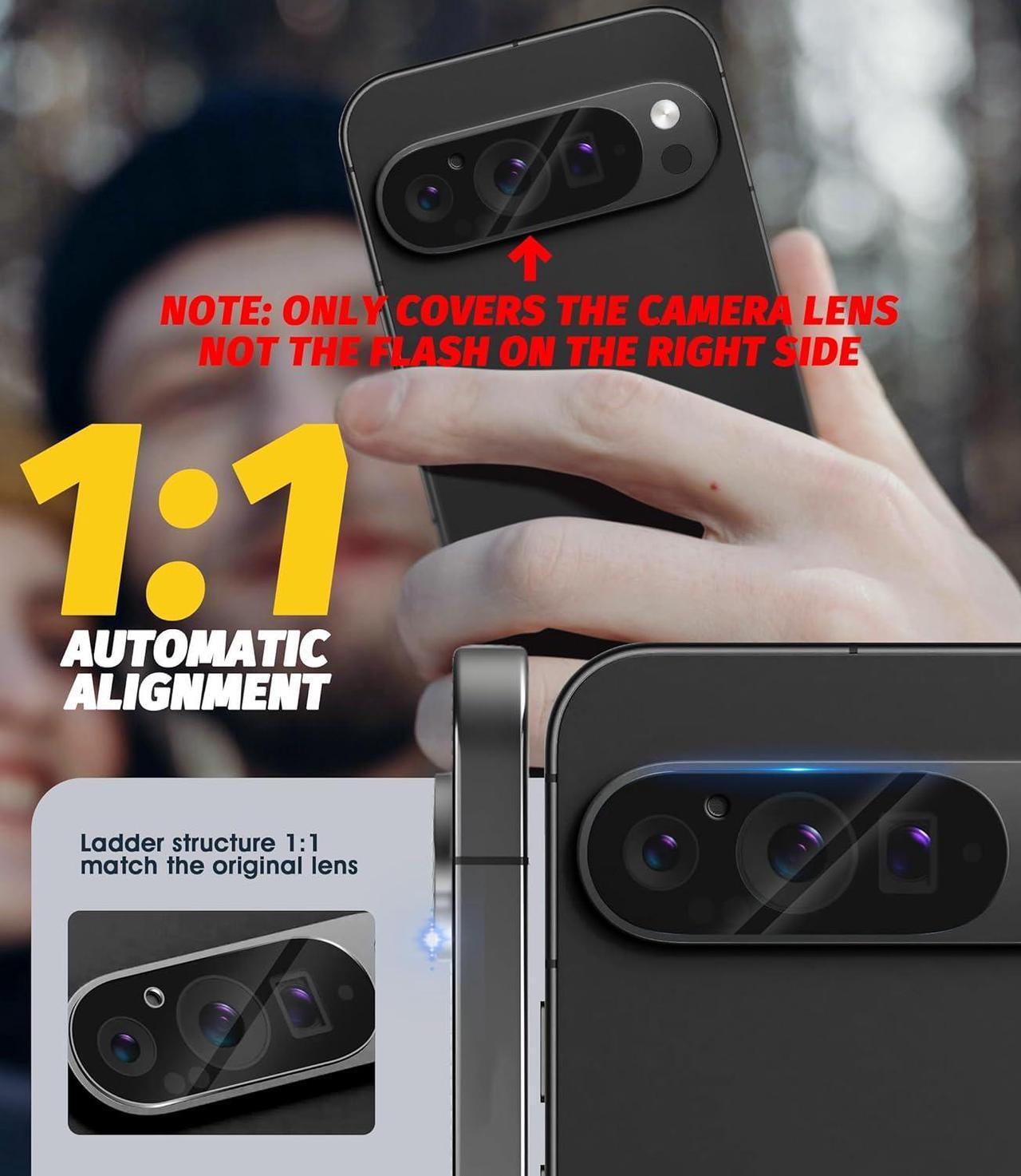 Alt view image 3 of 7 - (3 Pack) Camera Lens Protector Compatible for Google Pixel 9 Pro 6.3 inch (Not for XL Model) Protector de Cámera Case Friendly Tempered Glass 9H High Definition Microphone Cutout Anti-Scratch