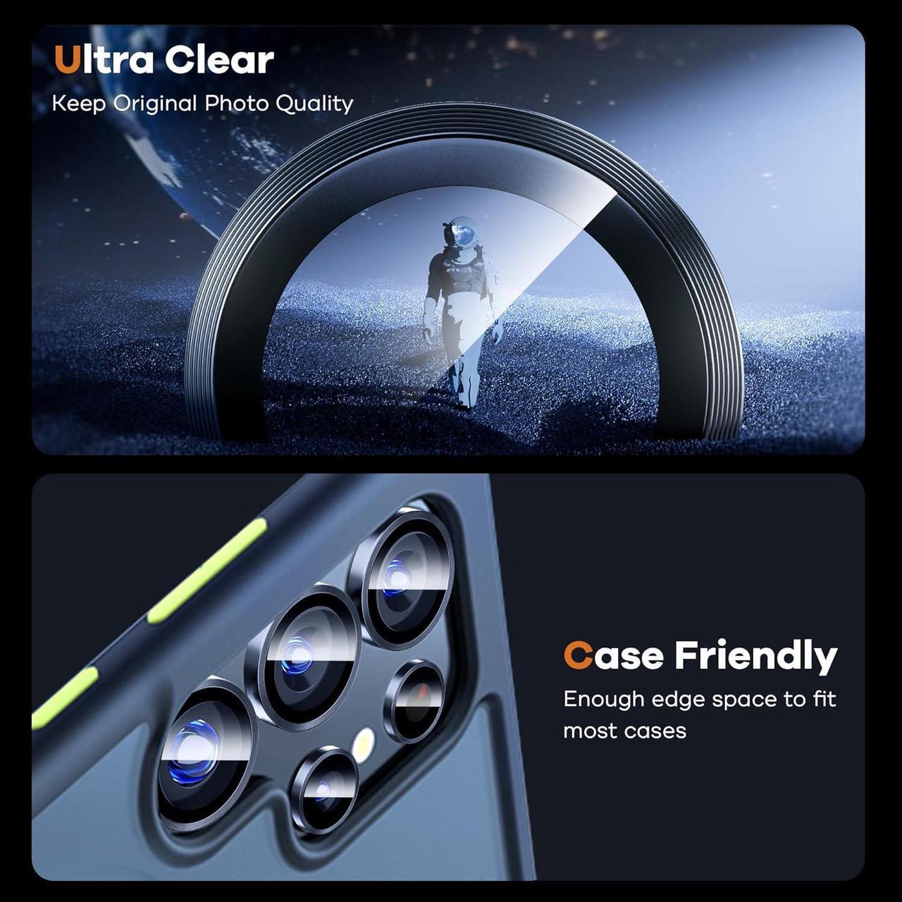 Alt view image 4 of 6 - for  Galaxy S25 Ultra Camera Lens Protector Tempered Glass Aluminum Alloy Ring Lens Cover Camera Screen Protector for S25 Ultra 5G [Easy Installation][Case Friendly][1 Set]