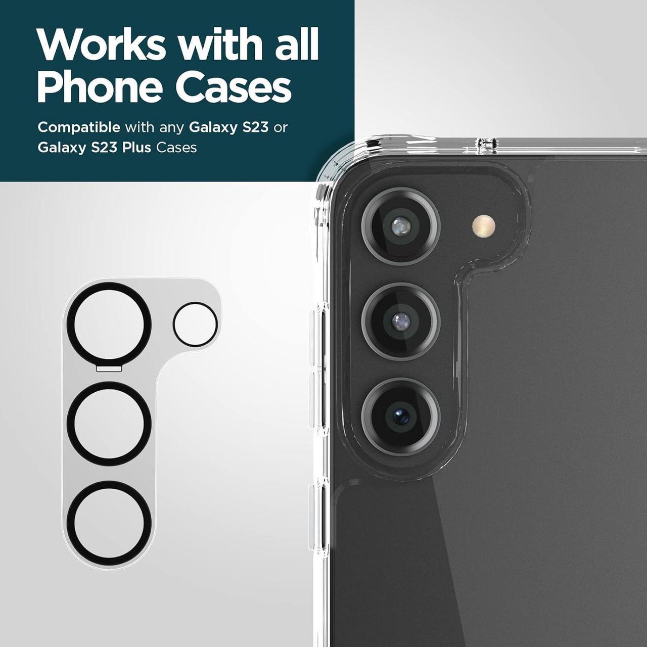 Alt view image 6 of 6 - Galaxy S23 Plus /  Galaxy S23 Camera Lens Protector - 9H Tempered Glass - Durable Anti-Scratch Anti-Shatter - Ultra HD View w/ Night Shooting & Case Friendly Easy Install