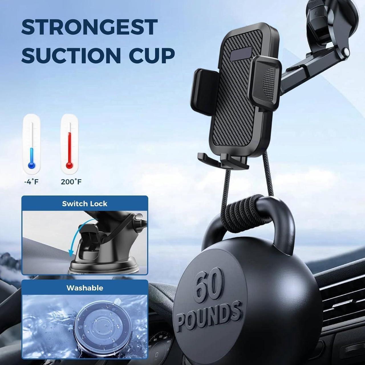 Alt view image 5 of 7 - Phone Mount for Car Military-Grade Car Phone Holder Mount Universal Automobile Dashboard Windshield Cell Phone Holder Truck Vent for iPhone 16 15 14 13 Pro Max