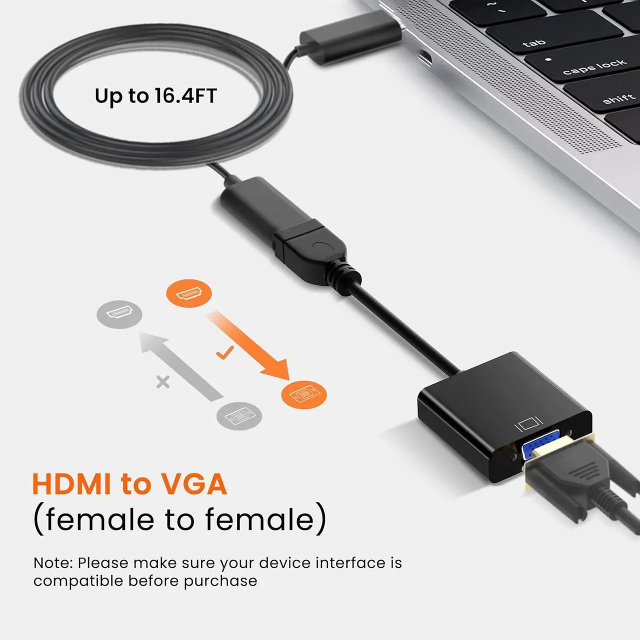 Alt view image 2 of 7 - avedio Links HDMI to VGA Adapter Active HDMI to VGA Converter (Female to Female) with Audio Support HD 1080P@60Hz TV Stick Raspberry Pi Chromebook  Xbox (3.5mm Audio Cable Included)