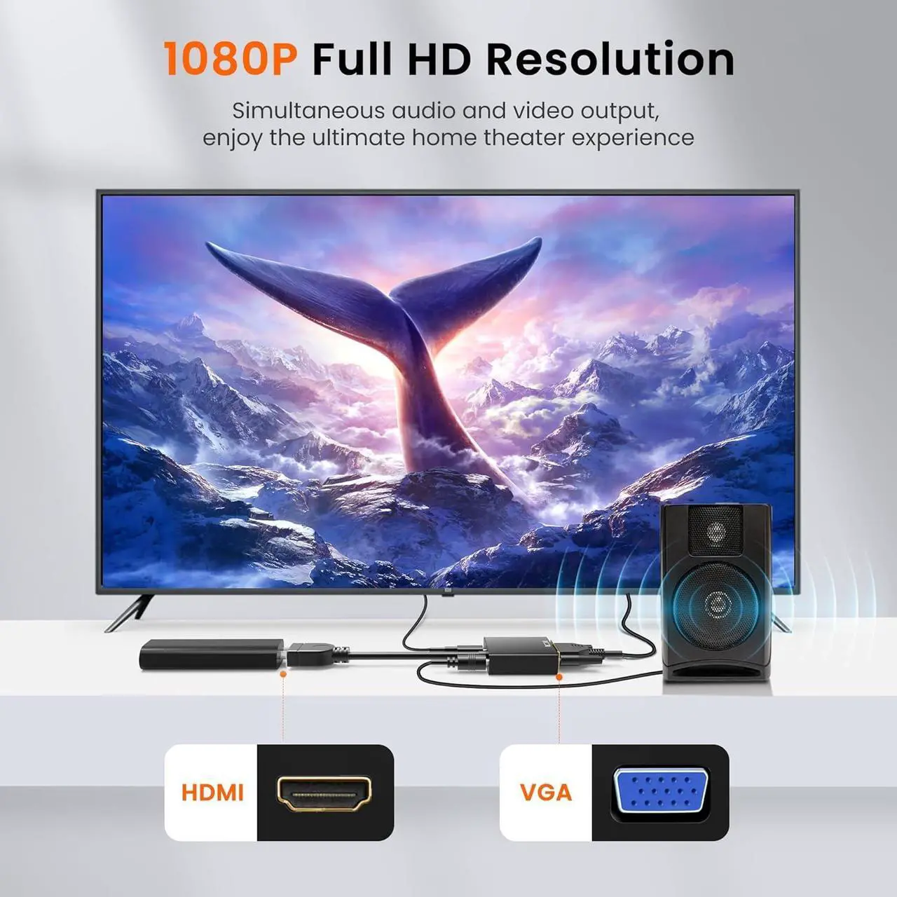 Alt view image 5 of 7 - avedio Links HDMI to VGA Adapter Active HDMI to VGA Converter (Female to Female) with Audio Support HD 1080P@60Hz TV Stick Raspberry Pi Chromebook  Xbox (3.5mm Audio Cable Included)
