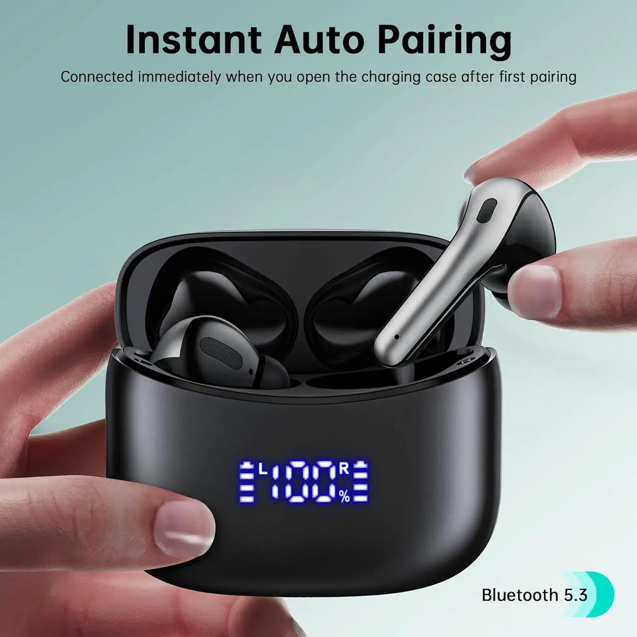 Alt view image 5 of 7 - Wireless Earbuds 60Hrs Playtime Bluetooth 5.4 Headphones Stereo Bass Ear Buds IPX7 Waterproof Sport in-Ear Earphones with Charging Case Ear Bud Build in Mic for Music Call Workout Fitness Android iOs