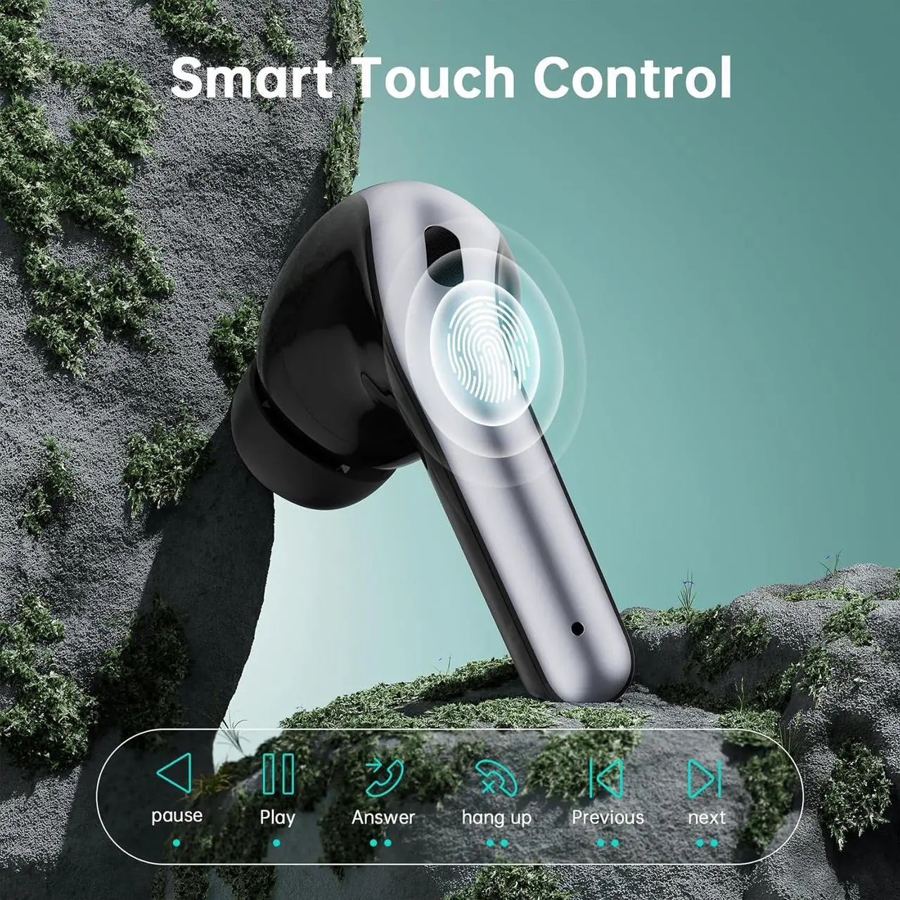 Alt view image 6 of 7 - Wireless Earbuds 60Hrs Playtime Bluetooth 5.4 Headphones Stereo Bass Ear Buds IPX7 Waterproof Sport in-Ear Earphones with Charging Case Ear Bud Build in Mic for Music Call Workout Fitness Android iOs