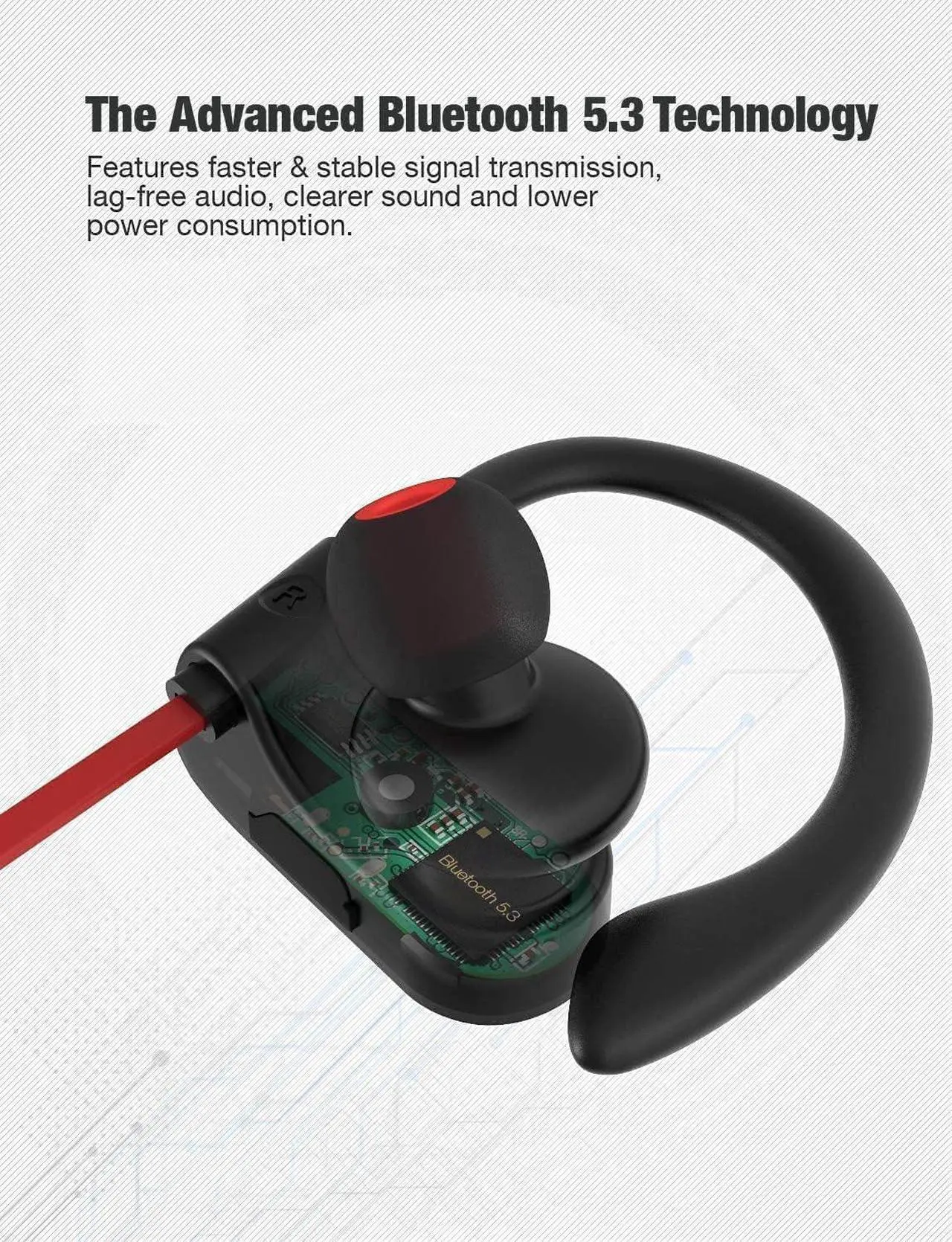 Alt view image 5 of 7 - Otium Bluetooth Headphones Wireless Earbuds IPX7 Waterproof Sports Earphones with Mic HD Stereo Sweatproof in-Ear Earbuds Gym Running Workout 15 Hour Battery Sound Isolation Headsets