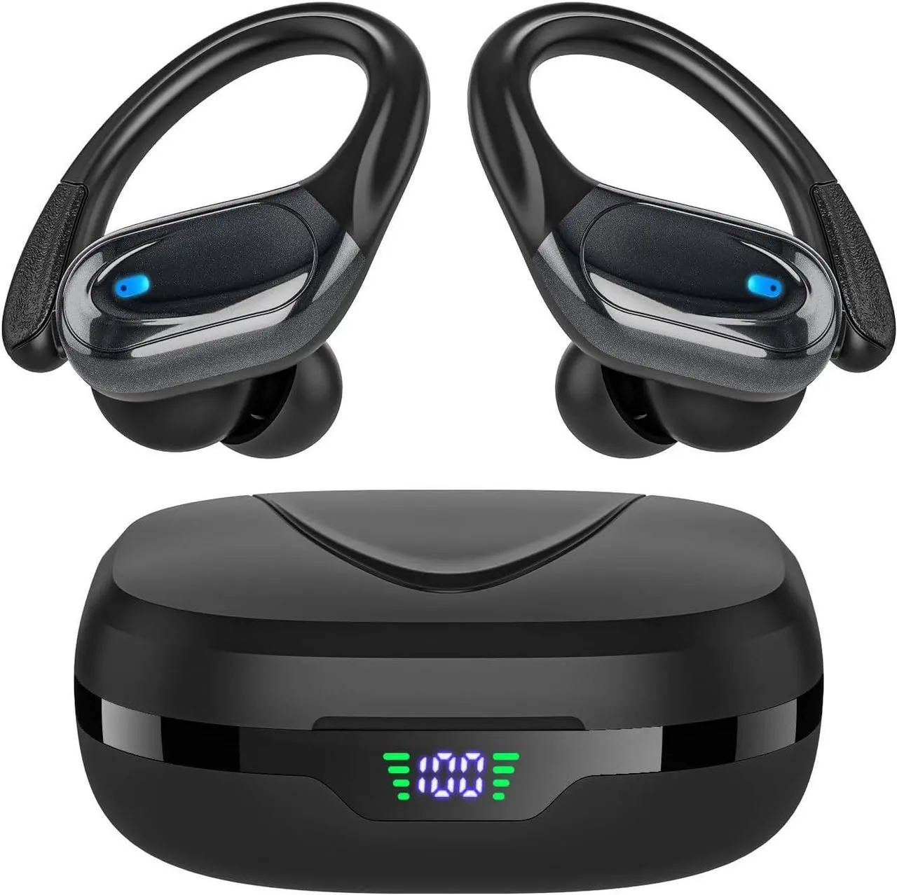 Main image of Wireless Earbuds Bluetooth Headphones 80hrs Playback Ear Buds Power Display with Noise Canceling Mic Headsets for Sports/Workout/Running Black
