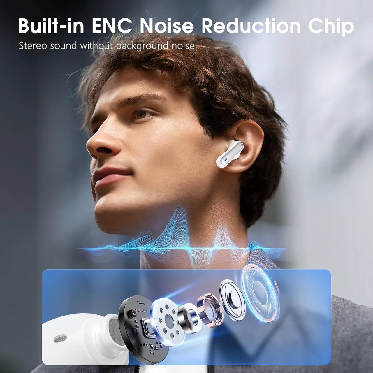 Alt view image 6 of 7 - Wireless Earbuds 2025 Bluetooth 5.3 Headphones 50H Playback Deep Bass Stereo Ear Buds with LED Power Display Charging Case IPX5 Waterproof in-Ear Earbuds for Smart Phone Laptop Computer Sports