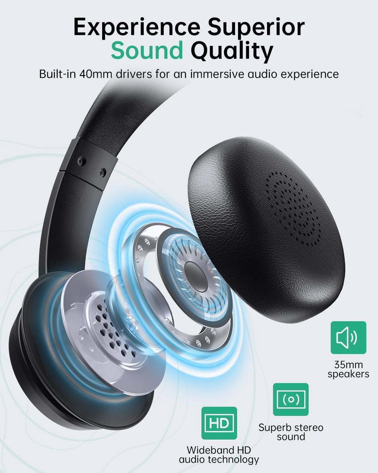 Alt view image 4 of 7 - Wireless Headset with Mic for Work with AI Noise Cancelling Mic for Clear Calls Bluetooth V5.3 Headphones with Microphone to USB A/C Dongle & Mic Mute for Computer Laptop PC iPhone (Black)