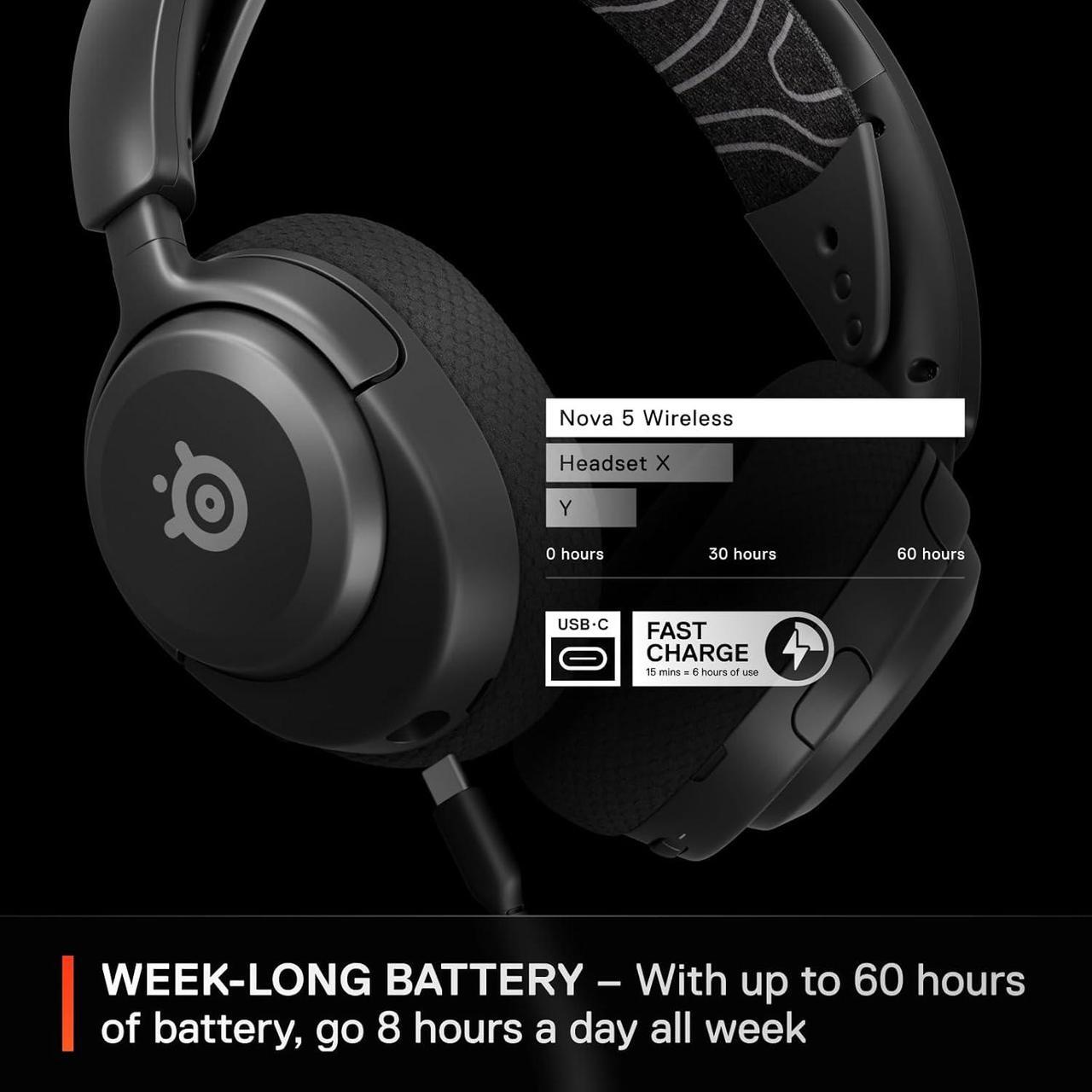 Alt view image 5 of 7 - Arctis Nova 5 Wireless Multi-System Gaming Headset  Neodymium Magnetic Drivers  100+ Audio Presets  60 HR Battery  2.4GHz or BT  ClearCast Gen2.X Mic  PC PS5 PS4 Switch Mobile