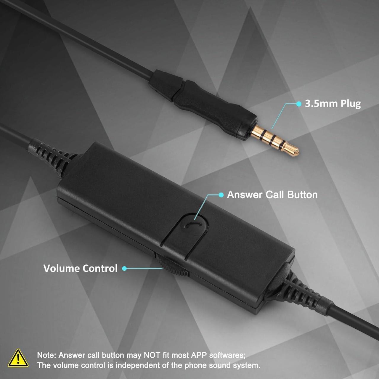 Alt view image 2 of 7 - Cell Phone Headset with Microphone Noise Cancelling 3.5mm Headset for iPhone  Android Mobile Phone PC Wired Computer Headsets for Work Classroom Home Office Call Center (A600MP)