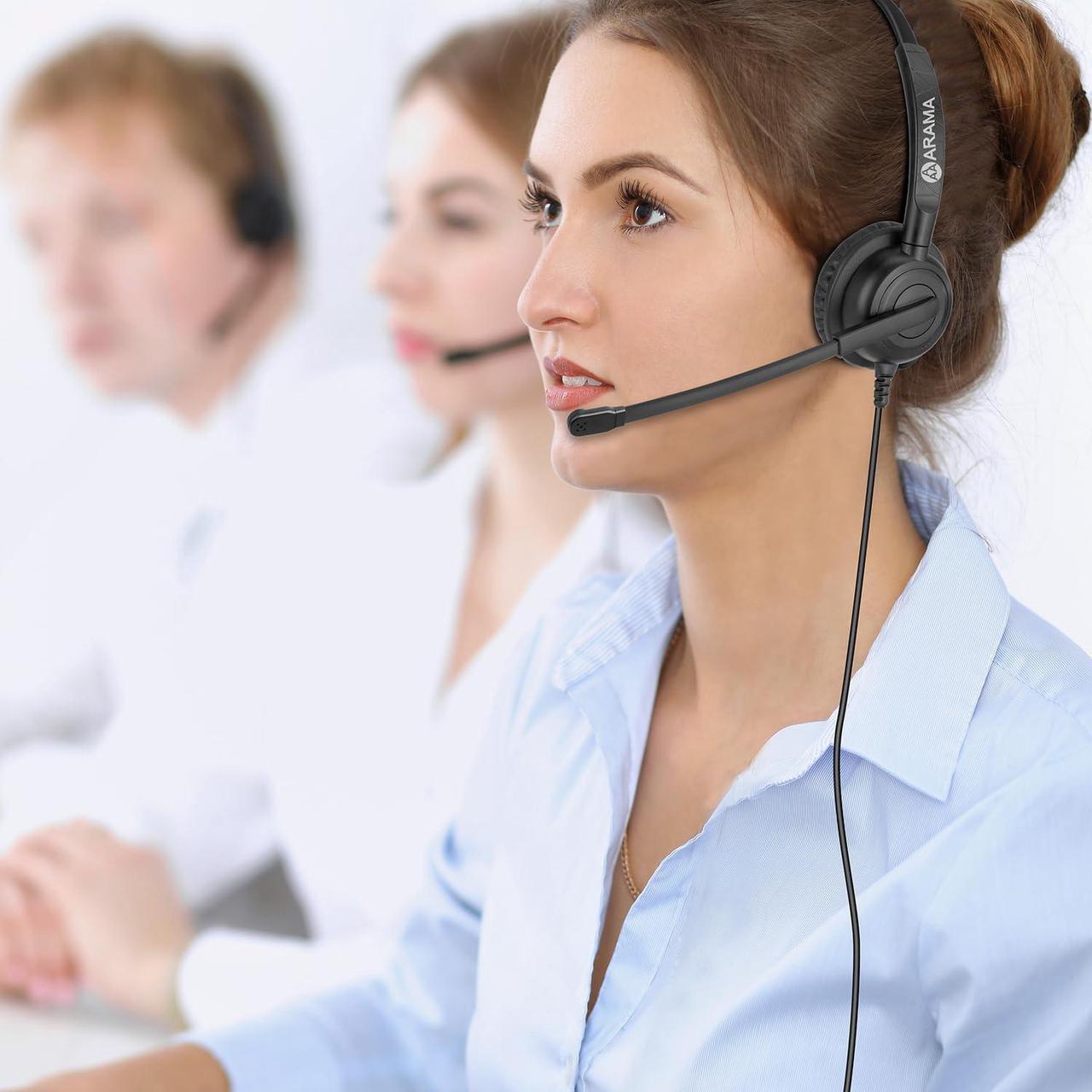 Alt view image 3 of 7 - Cell Phone Headset with Microphone Noise Cancelling 3.5mm Headset for iPhone  Android Mobile Phone PC Wired Computer Headsets for Work Classroom Home Office Call Center (A600MP)