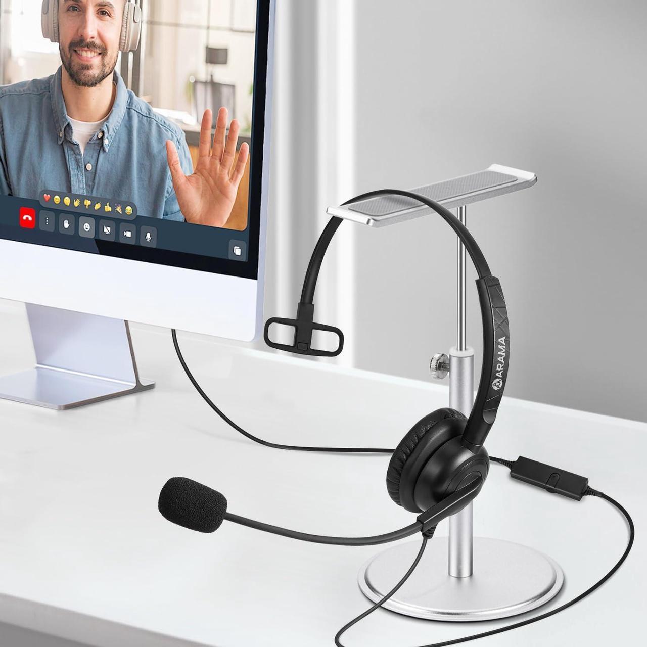 Alt view image 6 of 7 - Cell Phone Headset with Microphone Noise Cancelling 3.5mm Headset for iPhone  Android Mobile Phone PC Wired Computer Headsets for Work Classroom Home Office Call Center (A600MP)