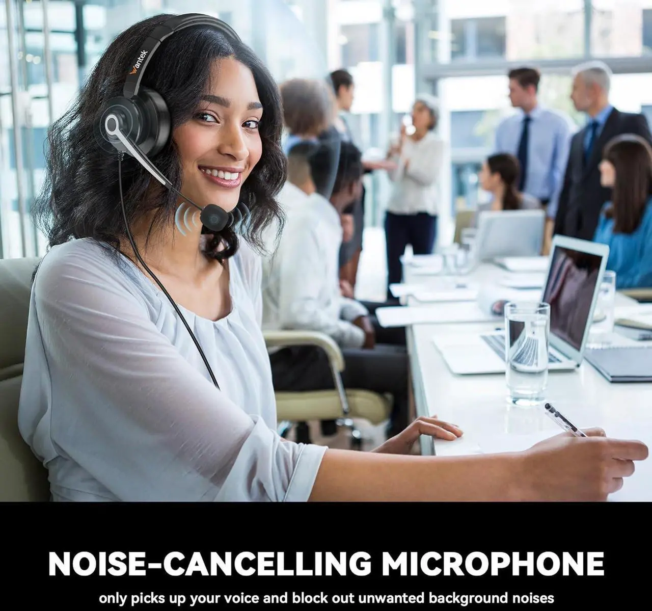 Alt view image 2 of 6 - USB & 3.5mm Headset with Mic for PC/Laptop Wired Headset with Noise-Cancelling Microphone & Audio Controls Perfect for Home Office Online Class Skype Zoom Call Center Webinar All Day Comfort